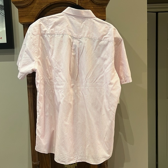 Men’s pink and white checkered casual button down shirt. - Picture 3 of 4